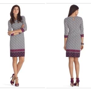 White House Black Market geometric print border dress Size Large